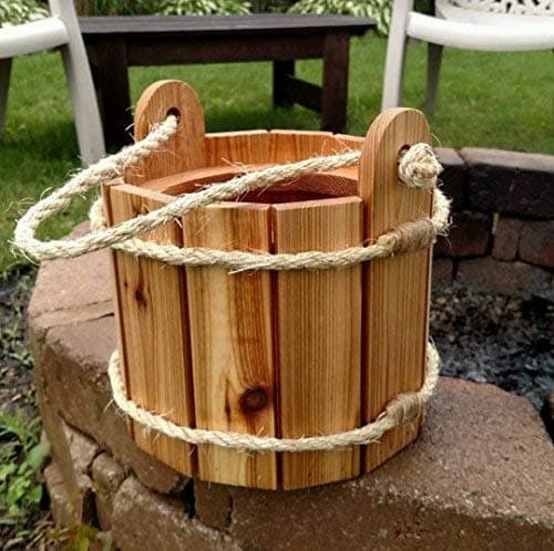 Cedar Bucket Planter with Rope Handle
