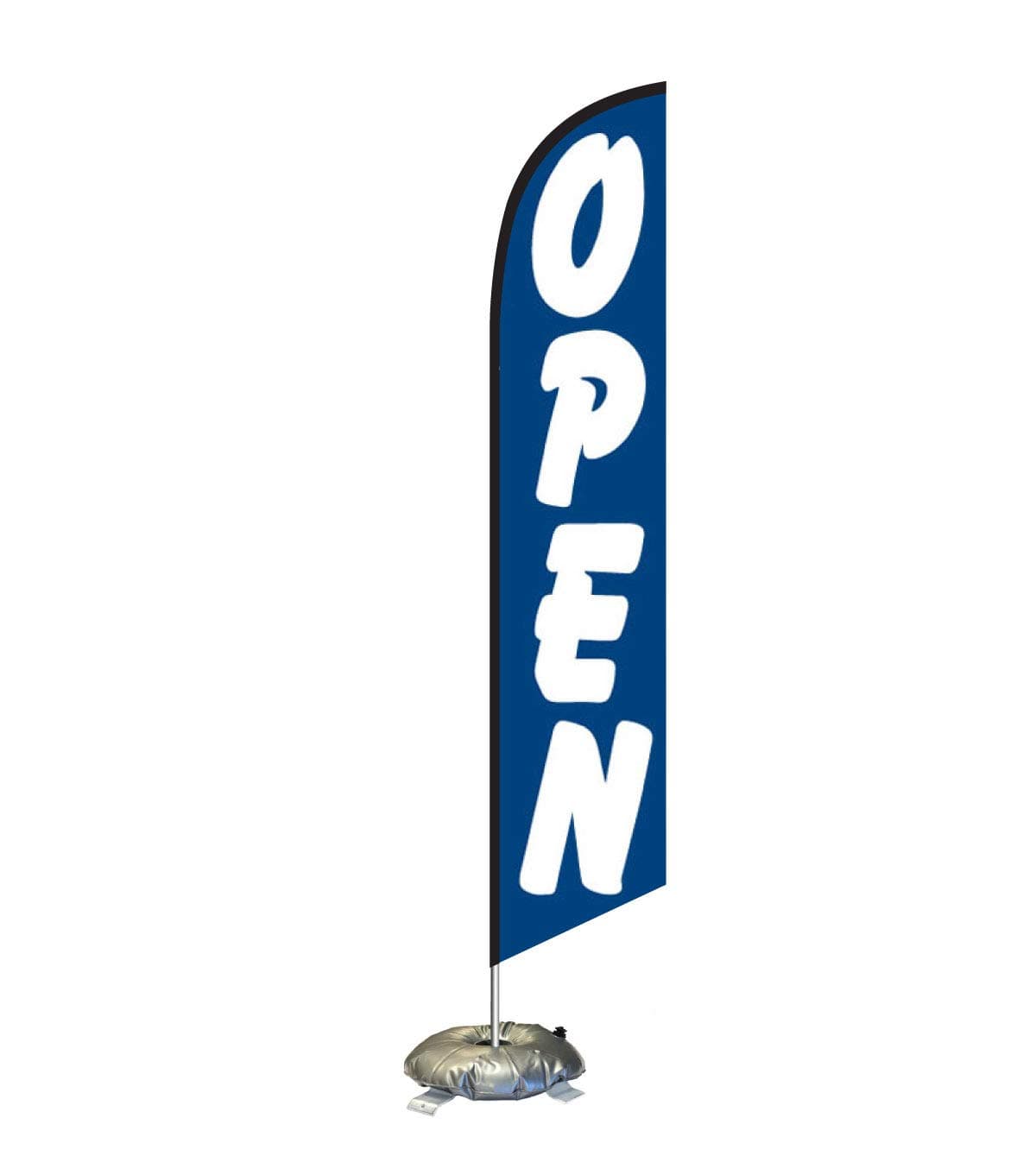 FFN Open Feather Flag Kit with Cross-Base and Weight-Donut, Outdoor Advertising Banner Swooper Flag, Blue and White