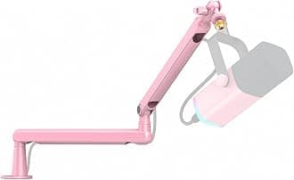 Low Profile Boom Arm Mic Stand, Microphone Stand with Cable Management Channel, Desk Clamp, Screw Adapter for Streaming Podcast Recording, Adjustable Metal Mic Boom Arm Pink-BM88P