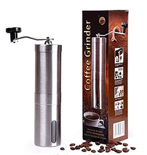 Manual Coffee Grinder- Hand Conical Coffee Bean Grinder With Ceramic Mechanism by MORICAI - Portable Stainless Steel Burr Coffee Mill With Folding Stainless Steel Handle