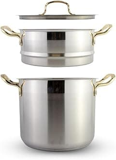 Saharashop Couscous Pot 6, 8 and 12 Liter Steamer Couscous Pot (3-in-1) 6 Liter Couscous Pot/Steamer