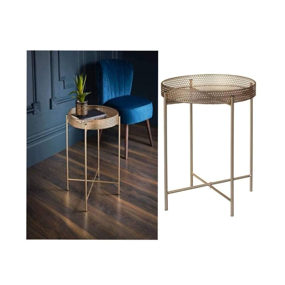 New Unique Stylish Durable Gold Tray Top Table Side Coffee Table Add Some Style To Your Living Room