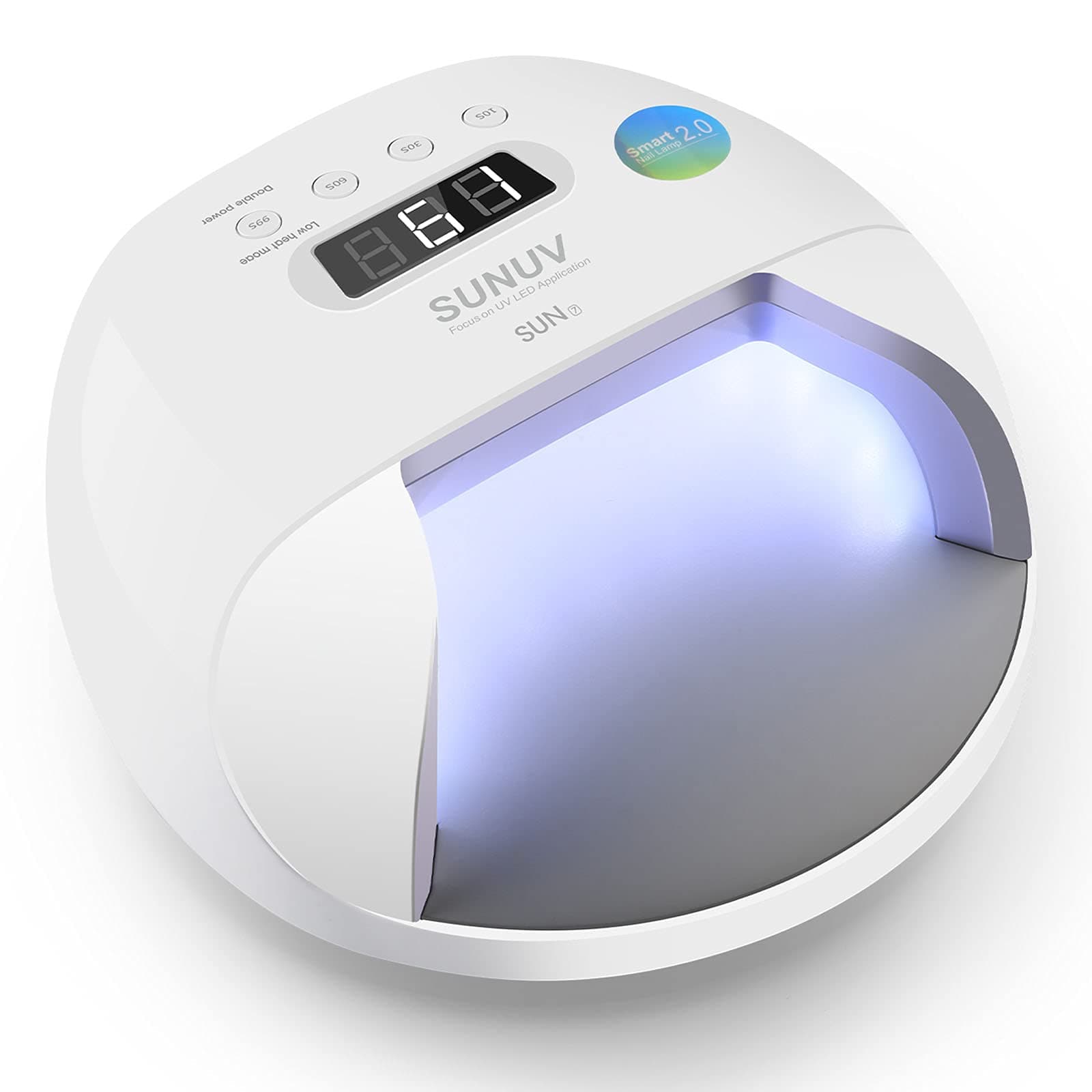 SUNUV UV Led Nail Lamp UV Light for Gel Nails with Double Power Design,4 Timer Setting, LCD Display,Painless Curing,Over-Temperature Protection SUN7
