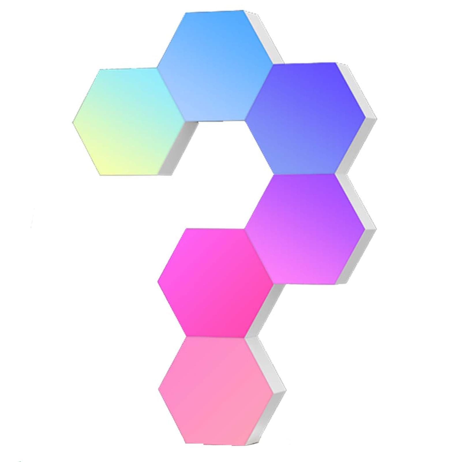 Hexagon Led Lights Voice App-Controlled, Work with Alexa, Google Home, Color Changing Night Lights, Pro Kit for Gaming Setup Home Decoration (6-pc pro Wall &Standing kit)