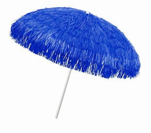 Exclusive Kenya Raffia Parasol Diameter 200 cm Raffia 8 Spokes and Steel Knicker Blue