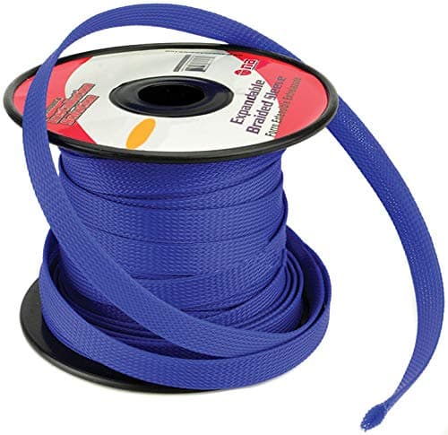 BLUE 1/4 100FT EXPANDABLE FLEX SLEEVE WIRING HARNESS LOOM WIRE COVER