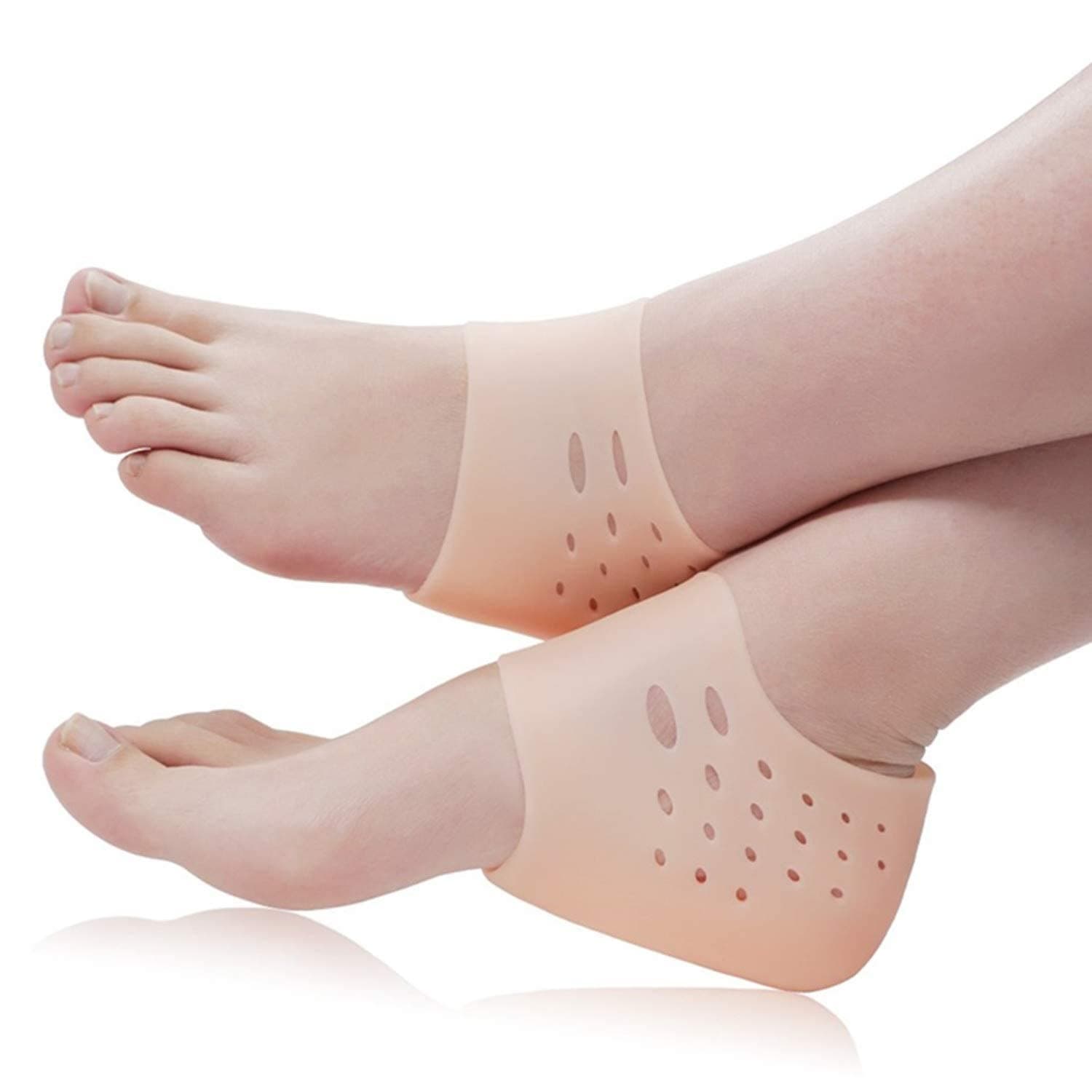 ELECDON 2 Pcs Invisible Height Increase Insole, Height Increase Socks Wearable Heel Cushion Inserts Shoe Soft Silicone Heel Lift Insole Leg Lengthen, for Men and Women 5.5 cm（Beige）