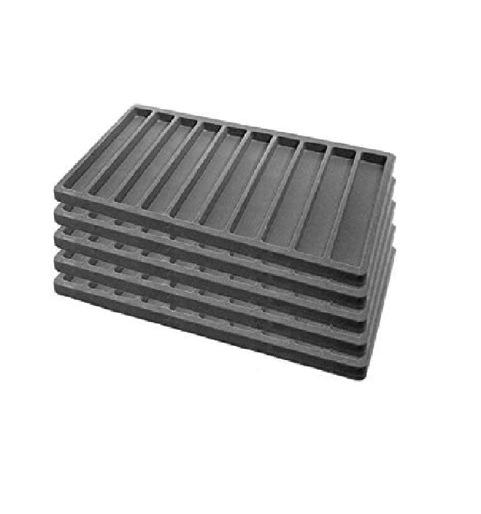 5 Gray Insert Tray Liners W/ 10 Slot Each Drawer Organizer Jewelry Displays
