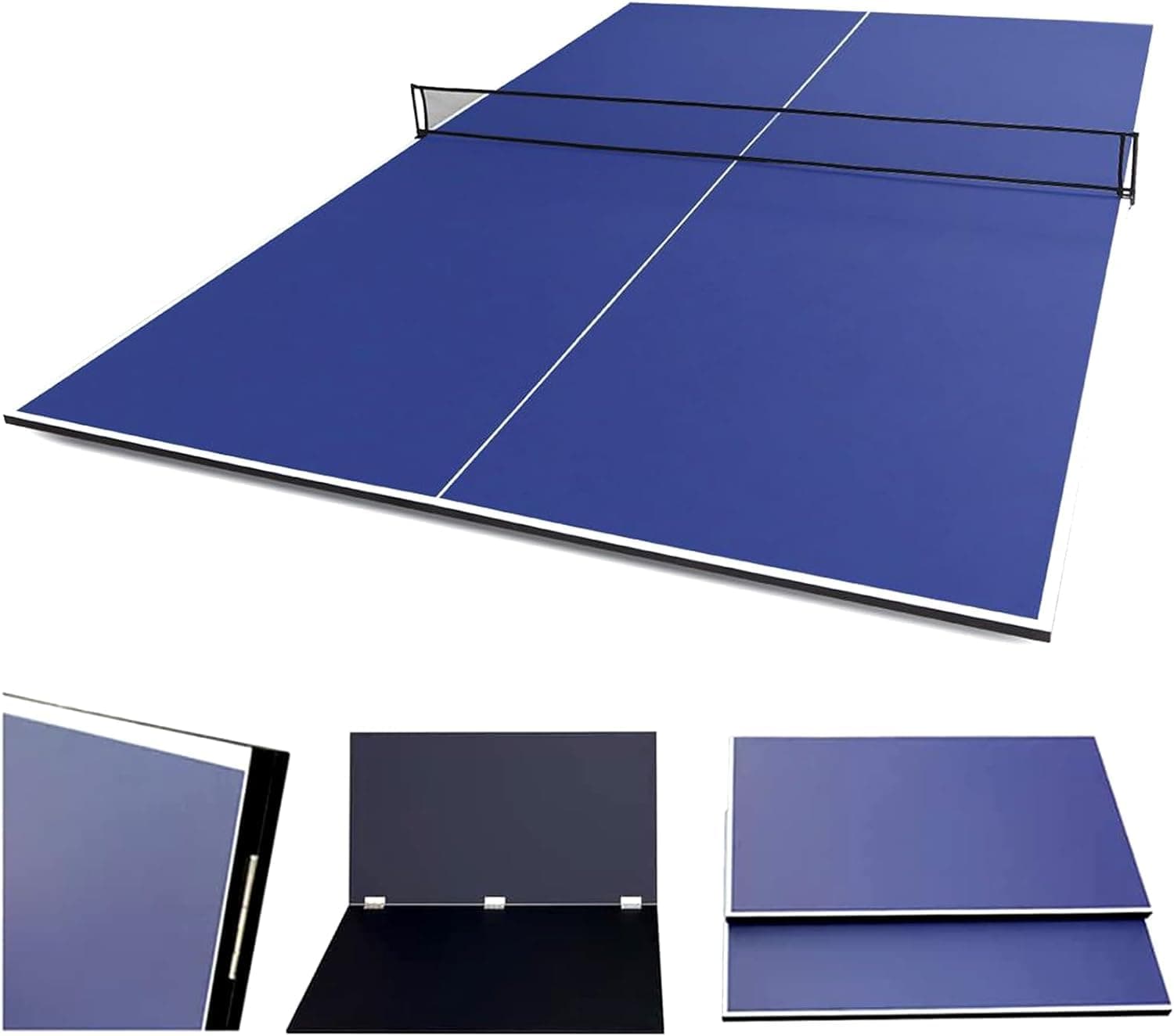 HLC 9FT Professional Table Tennis Table Top Folding Full Size Ping Pong Table Top with Net Blue