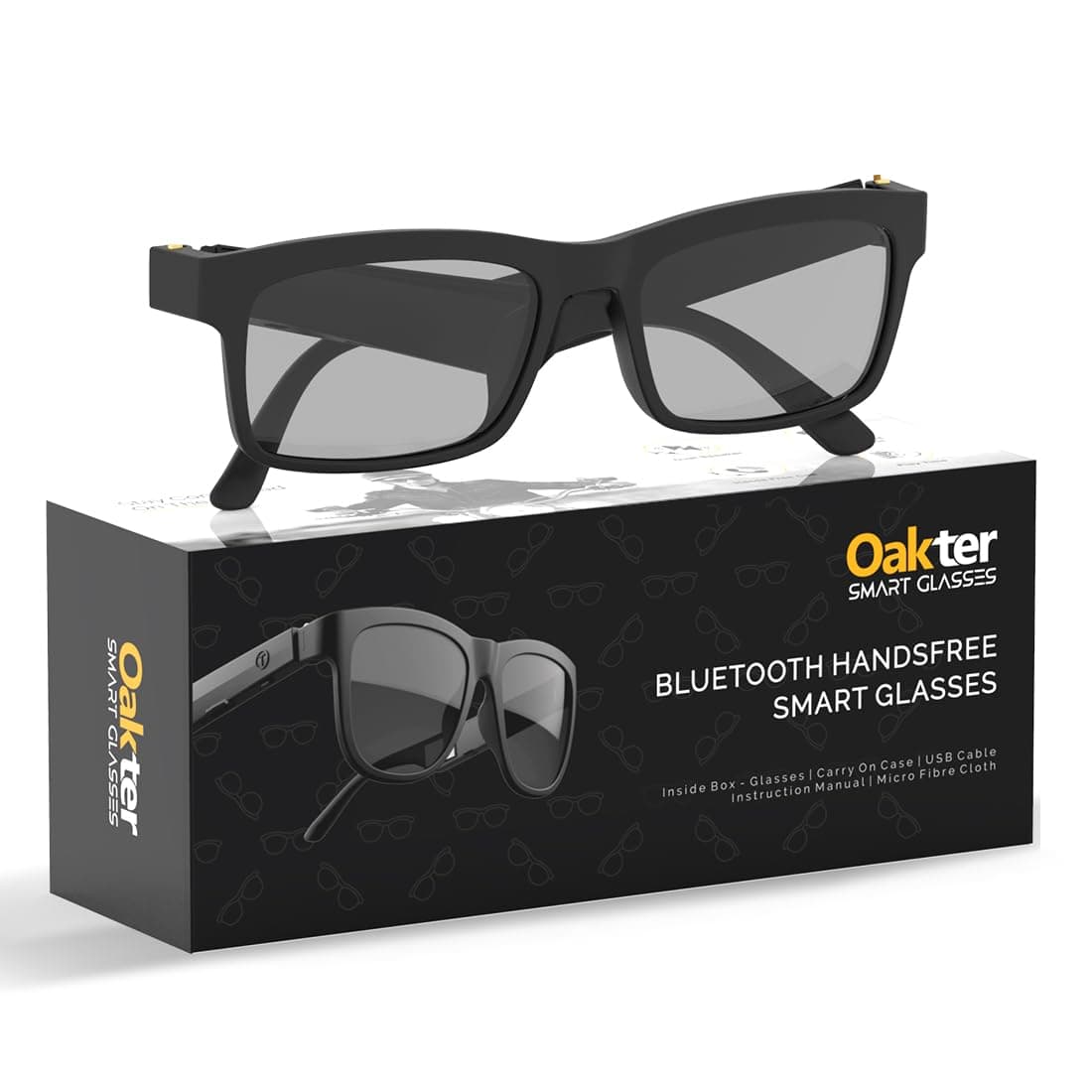 OAKTER Smart Glasses with Wireless Bluetooth | Hands-Free Calling | Open Ear Music | Sport Headset | Intelligent Eyewear | Connect with Your Mobile/Tablet | Black