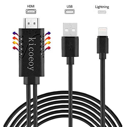 Compatible with iPhone iPad to HDMI Adapter Cable, Mareion 6.6ft Digital AV Cord, HDMI Connector Support 1080P HDTV Compatible with iPhone XS/XS Max/XR/X/8/7/6/Plus/5 iPad iPod to TV Projector Monitor