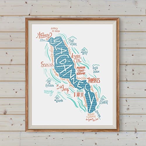 Annecy lake map print