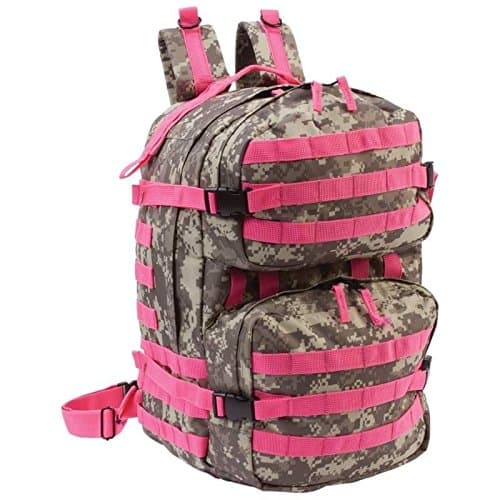 20" Digital Camo & Pink Backpack Water Resistant Day Pack Pink Webbing & Straps