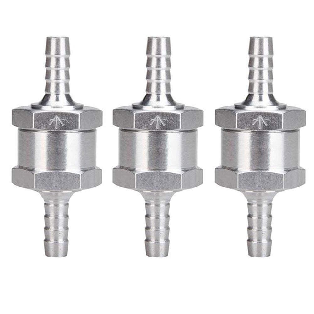 3Pcs 6mm Fuel Non-return One-Way Check Valve 1/4" Chrome Aluminium Alloy One Way Non Return Air Fuel Oil Check Valve Petrol Diesel Marine Water
