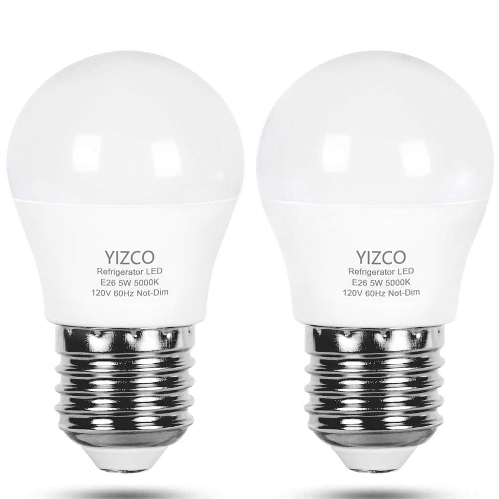 Refrigerator Light Bulb 40W Equivalent 120V Fridge Light 5 Watt Daylight 5000K with E26 Medium Base Energy Saving Freezer Ceiling Home Lighting Waterproof 2 Pack