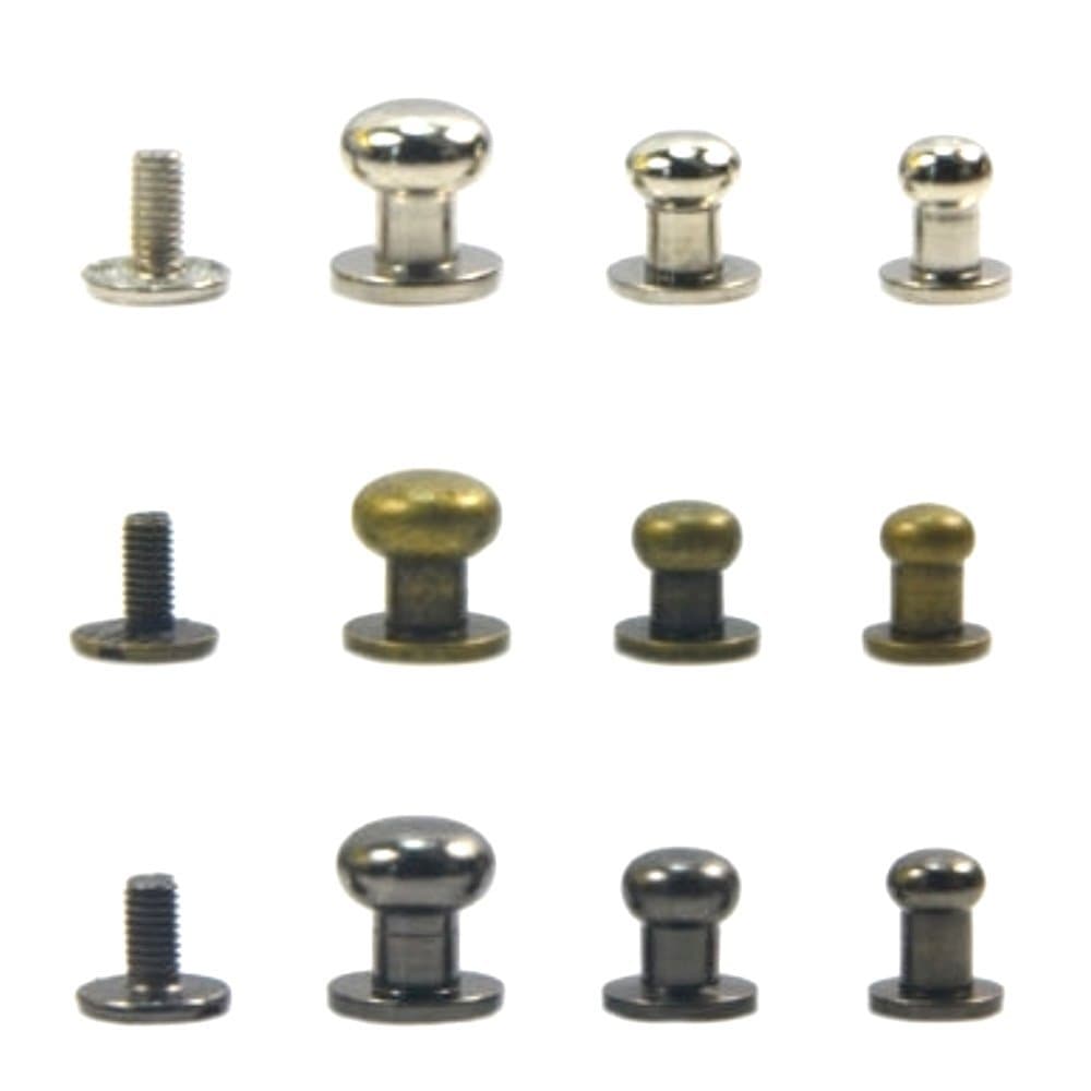CHICAGO SCREWS - SAM BROWNE - MONK HEAD - ROUND HEAD SCREW BACK METAL RIVET STUD, PACK OF 10 (8mm Bronze)