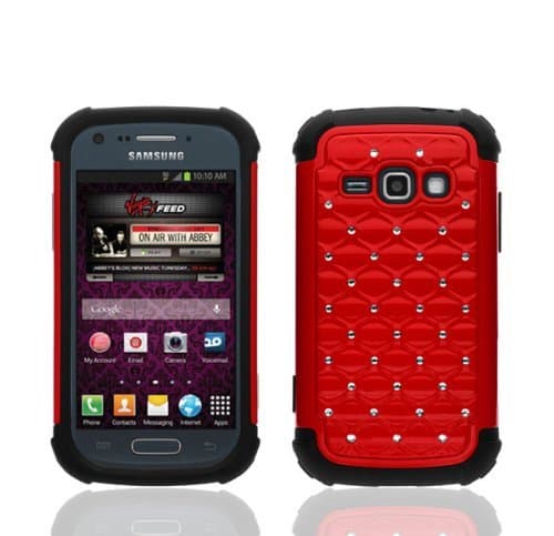 4-in-1 Bundle For Samsung Galaxy Ring SPH-M840-Diamond Studded Silicone Rubber Skin Hard Case+FASTY(TM)Screen Protector Shield(Ultra Clear)+Touch Screen Stylus+fantastic and flawless service (m840 red)