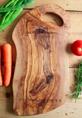 Personalised Rustic Chopping Cutting Serving Cheese Board - Length 42 to 45cm x W20cm+ x D2cm - Olive Wood