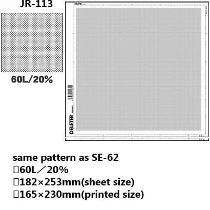 Deleter Screen Tone JR-113 [Dot Pattern 60L/20%][Sheet Size 182 x 253 mm (7.16"x 9.96")] for Comic Manga Illustration