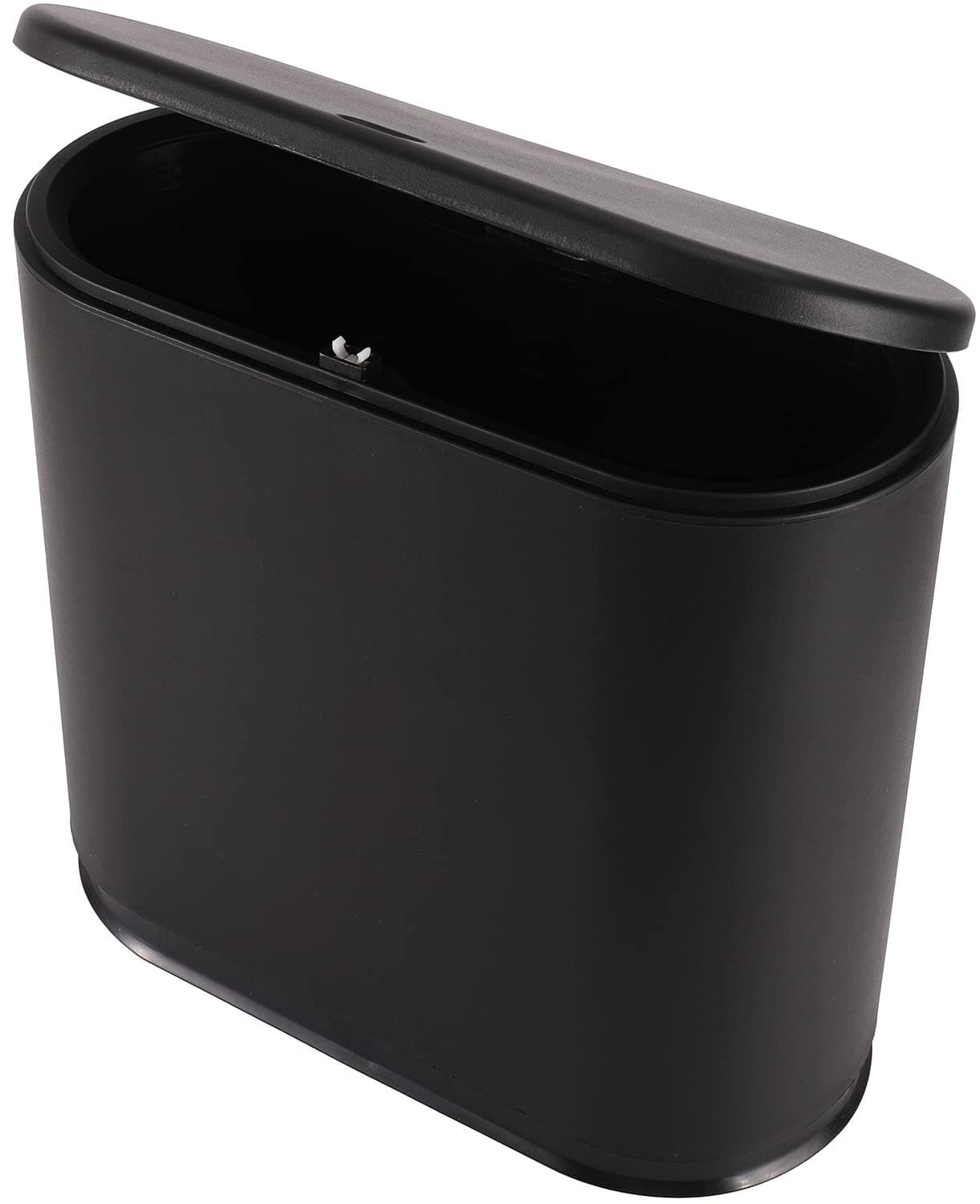 Sooyee 2.4 Gallon Slim Smart Trash Can, Black, Plastic