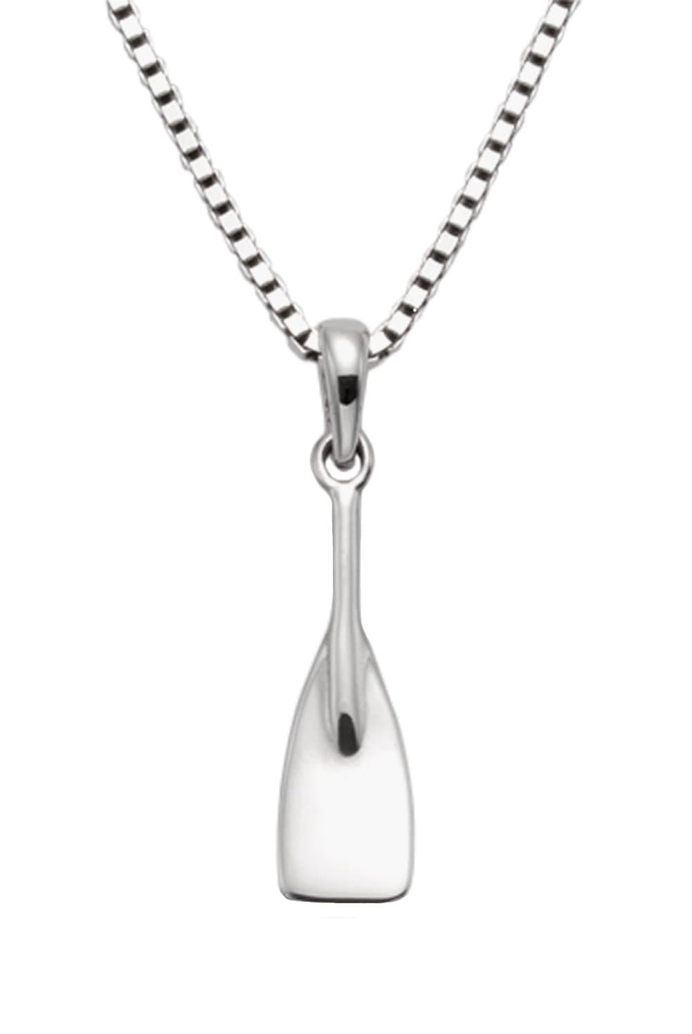 Small Sterling Silver Spoon Oar Pendant w/18 Oxidized Box Chain