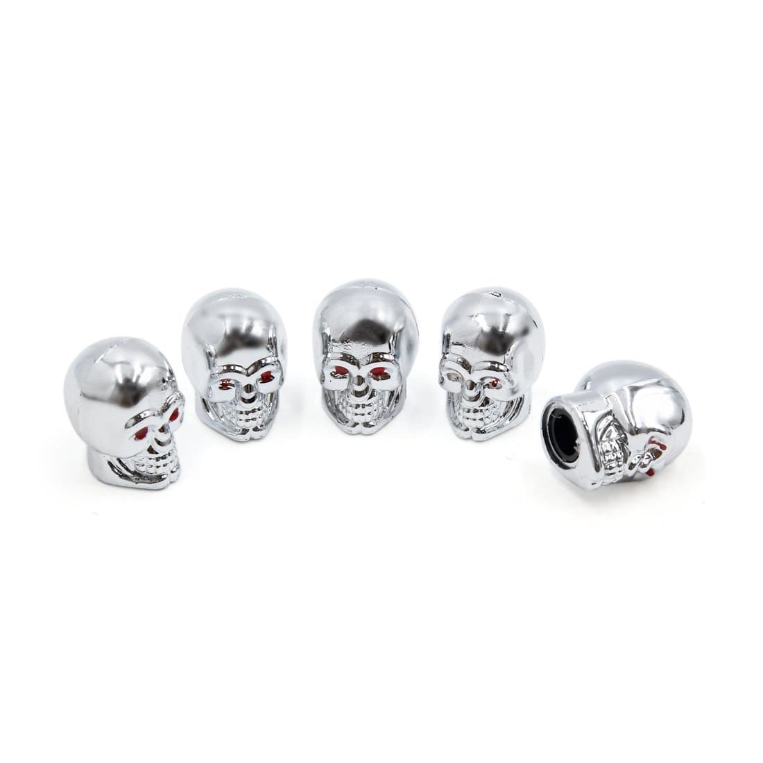 Ketsicart 5Pcs Silver Tone Ghost Head Type Car Auto Wheel Tire Valve Dustproof Cover Caps