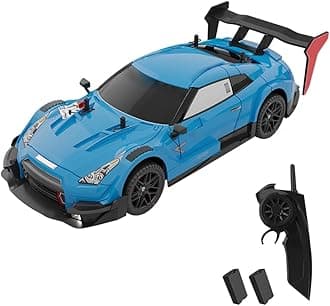 RC Drift Car, 1:14 4WD 40KM/H High Speed RC Racing Car with LED Lights, 2 Batteries, Drifting and Racing Tires for Adults (Light Blue)