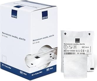 ABENA Gauze Pads, 25 Individually Packed Gauze Dressings For Wounds Sterile, 5x5cm Soft Absorbent Non Woven Swabs for Injury Dressing, Non-Adhesive Dressings for Wounds