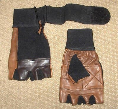 Brown Leather Weight Lifting Gloves Long Wrist WrapTraning Exercise Workout New