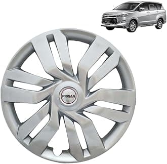 PRIGAN Wheel Cover for Toyota INNOVA Old 15 Inch Silver Wheel Cap (Available in 15 Inch) (Set of 4 Pcs) (Press Fitting) Model- IDTEC Silver-15