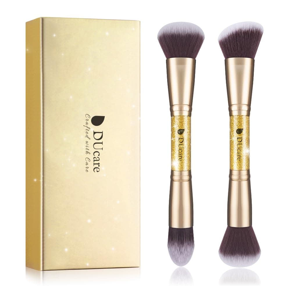 DUcare Makeup Brushes Duo End Powder Foundation Buffer and Contour Synthetic Cosmetic Tools 2Pcs