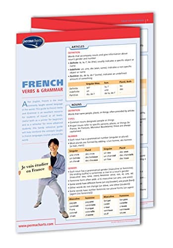 French Verbs & Grammar Guide - Languages - Quick Reference Guide by Permacharts