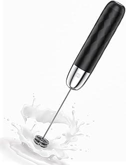 Maestri House Rechargeable Milk Frother, Handheld Electric Foam Maker Detachable Stainless Steel Whisk Drink Mixer Foamer Mini Blender for Matcha, Lattes, No Stand, LunaFro Mini (Black and Silver)