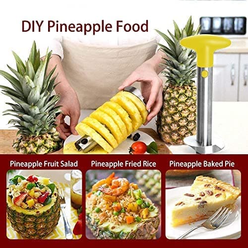 Pineapple Corer and Slicer Tool, Pineapple Cutter [Reinforced Thicker Sharp Blade] [Upgraded] 304 Stainless Steel, Easy Clean, Anti-Slip Handle Super Fast Pineapple Slicer for Kitchen & Home