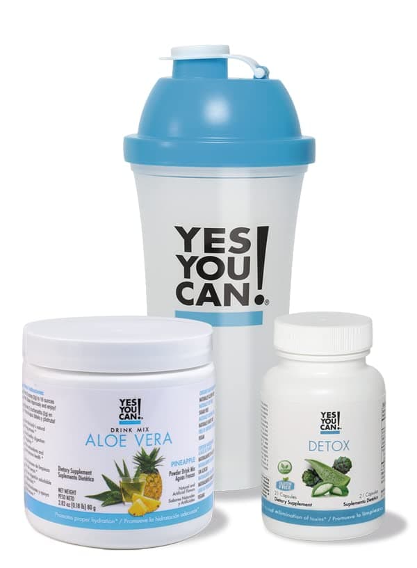 Detox Kit Bundle - Includes YYC! Capsules, Aloe Vera Drink Mix, and Water Bottle, Body Cleanse Kit, Daily Cleanse and Proper Hydration with Vitamins - (Pineapple)