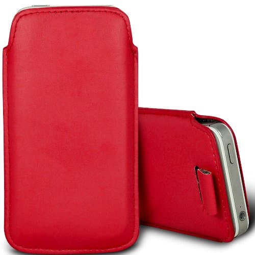 Juju Village Red PU Leather Pull Tab Slip Pouch Protective Cover Case for Motorola Gleam Plus +
