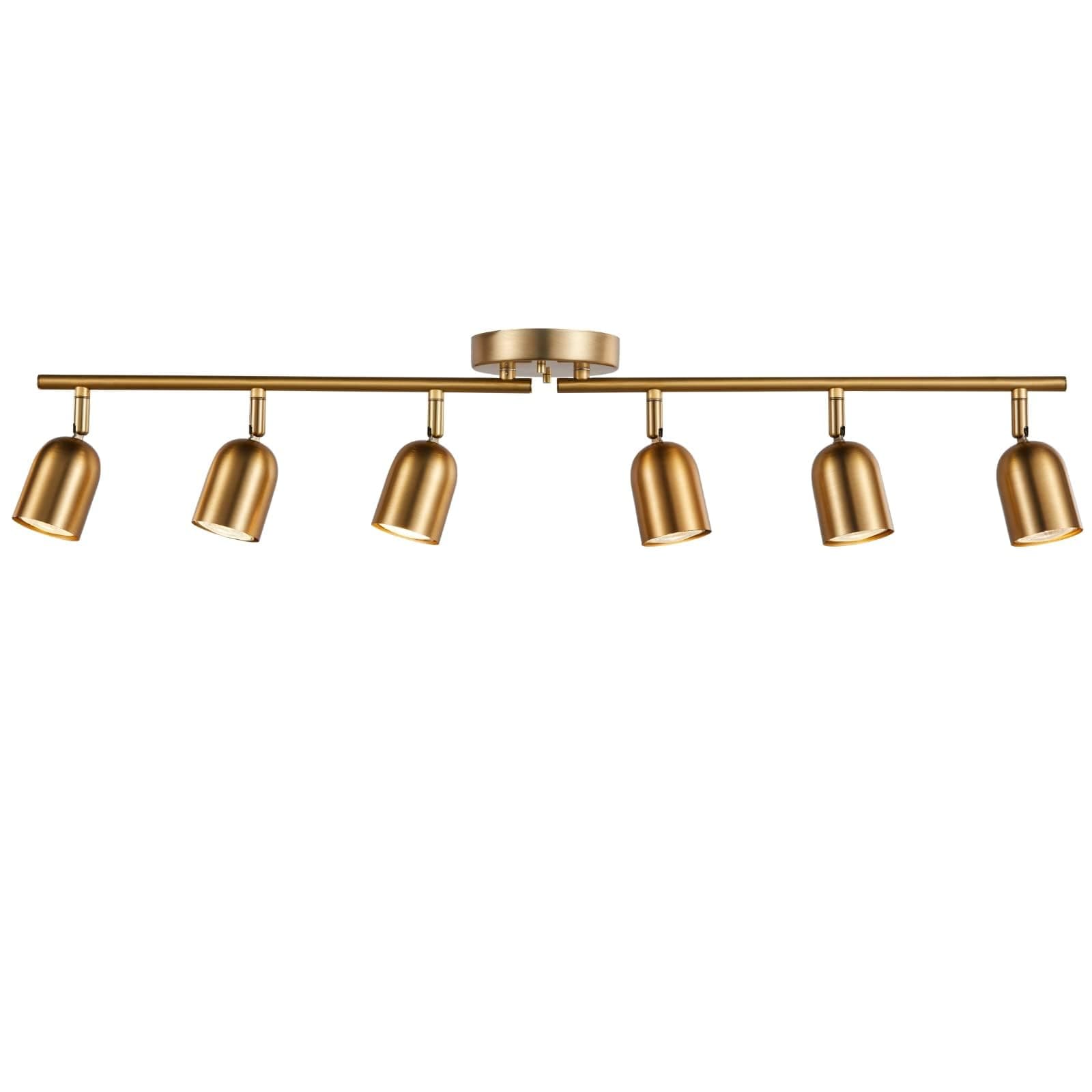 6 Light Track Lighting Kit, Matt Brass Finish Adjustable with Moden Flush Mount Ceiling Spotlight for Kitchen,Living Room,Home Improvement (6L)