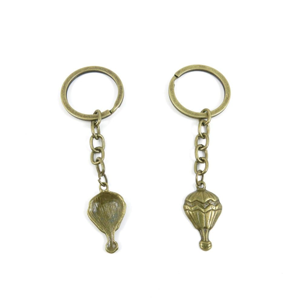 100 Pieces Ancient Bronze Keychain Keyring Key Chain Ring Charms Jewelry Making Handmade H3QO7 Hot Air Balloon