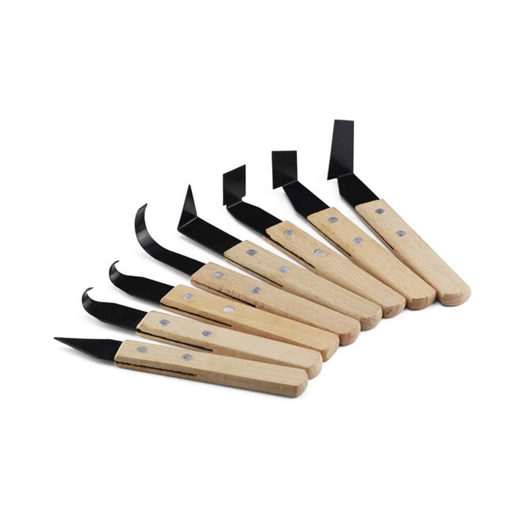 8 Pack Pottery Tools - Solid Wood Handle Stainless Steel Engraving Knives - Clay Hand Tools - Craft Trim Artist - Ceramic Tools Set Engraving, Shaping, Clay Sculpture, Styling