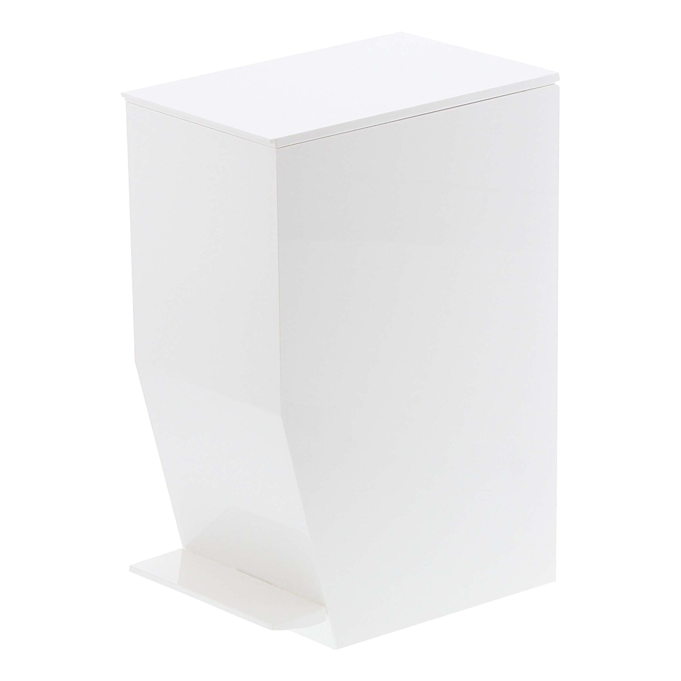 Home Sanitary Step Trash Can - Small Space Waste Bin for Bathroom Kitchen ABS Plastic One Size White