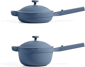 Mini Cookware Duo | 6-Piece Ceramic Cookware Set with Mini Always Pan & Mini Perfect Pot | Induction & Oven Safe up to 450°F | Nonstick, PFAS-Free Non-Toxic Cookware | Blue Salt
