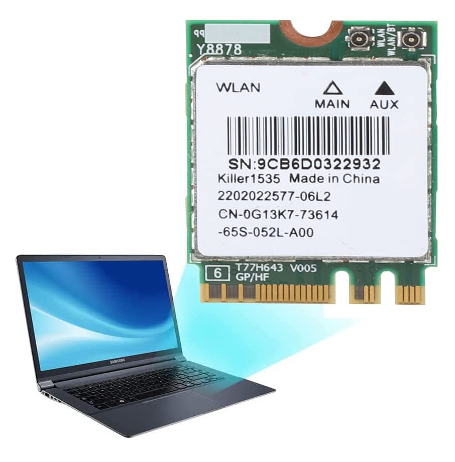 5G 867Mbps Bluetooth 4.1 Network Card, Game M.2 NGFF Adapter,for Killer -AC 1535 Band (2.4 GHz 5 GHz) 802.11ac NGFF M.2,for Notebook, Plug and Play