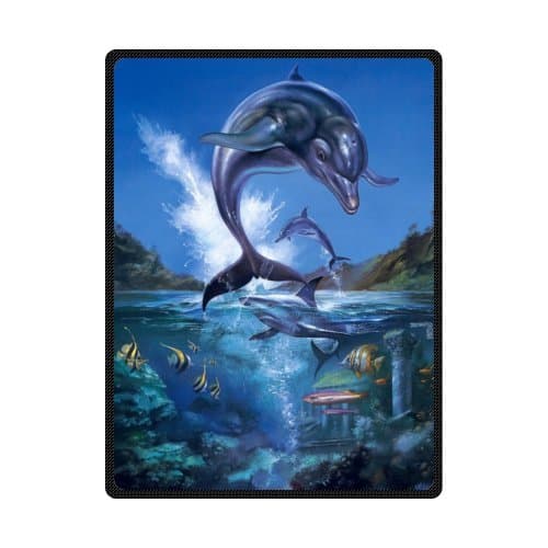 Fleece Prints Throw Blanket for Sofa Couch Lounge Bed Bedding Dolphin Fleece Throw Blanket 58" x 80" (Large)