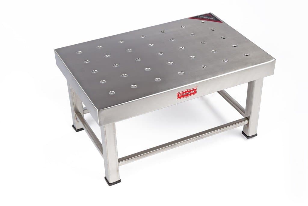 Champak Stainless Steel Bathroom Stool (Silver)