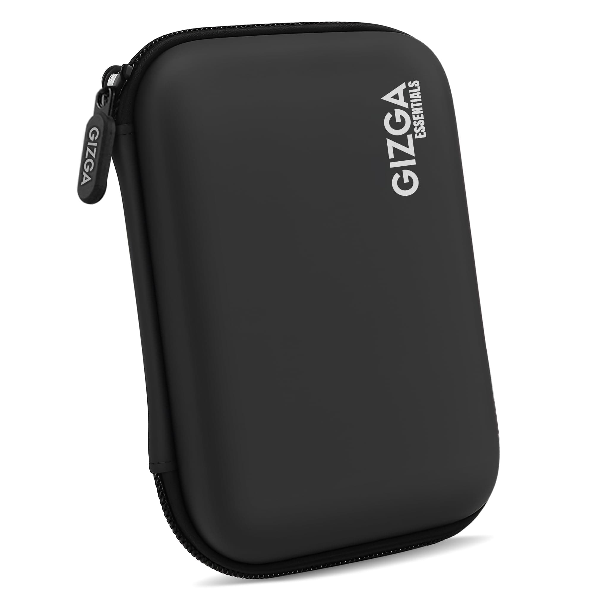 Gizga Essentials Hard Drive Case Shell, 6.35cm/2.5-inch, Portable Storage Organizer Bag for Earphone USB Cable Power Bank Mobile Charger Digital Gadget Hard Disk, Water Resistance Material, Black