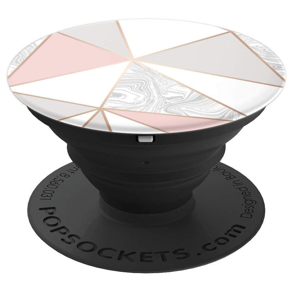 Pop Socket Marble Pink Grey White Rose Gold Geometric Design - PopSockets Grip and Stand for Phones and Tablets