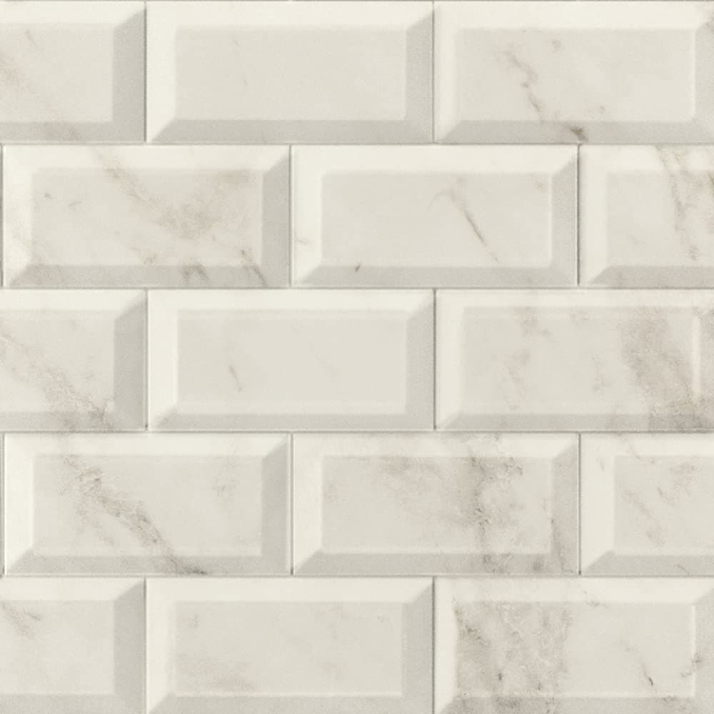– Metro Beige Marble Ceramic Wall Bathroom Tile Subway Brick Effect 100mm x 200mm Bevelled Edge Kitchen Tiles Gloss Finish 1m2 Box of 50