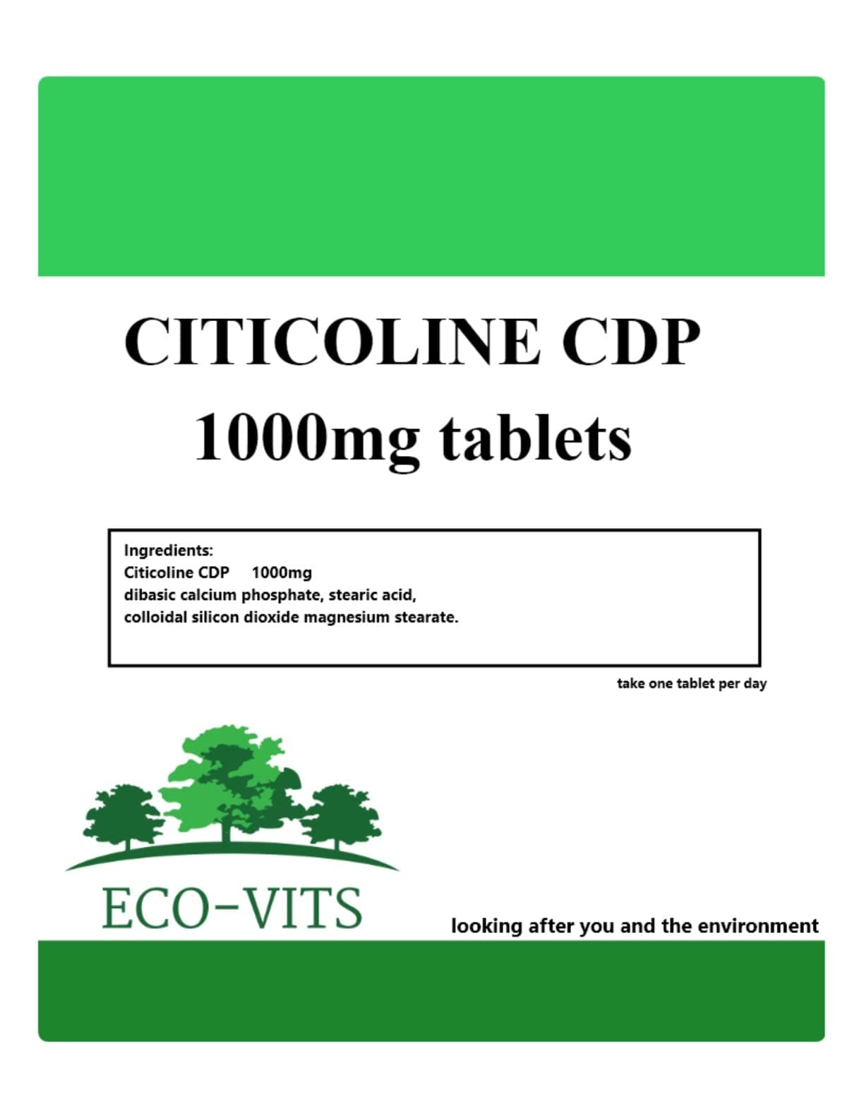 CITICOLINE CDP 1000mg (30 Tablets) Brain Health Cognitive Skill Memory Mind