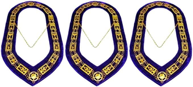 3 LOT Cryptic Mason Royal & Select Master Chain Masonic Collar PURPLE Backing