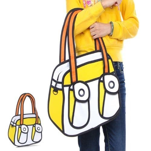 Tinypony 2D Drawing3D Jump Lovely Comic Canvas Bag Yellow Bag